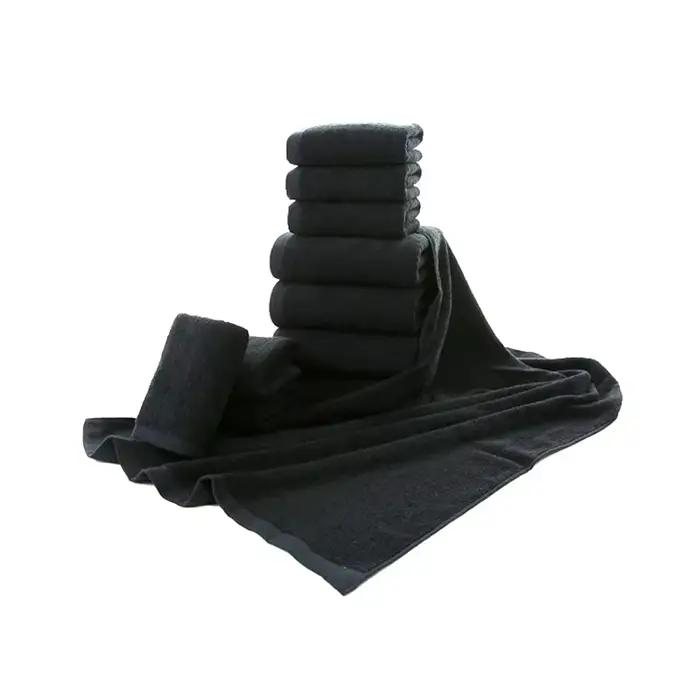 Ensemble de serviettes de visage noires pour hommes, 100% coton, pas de décoloration, serviettes à m