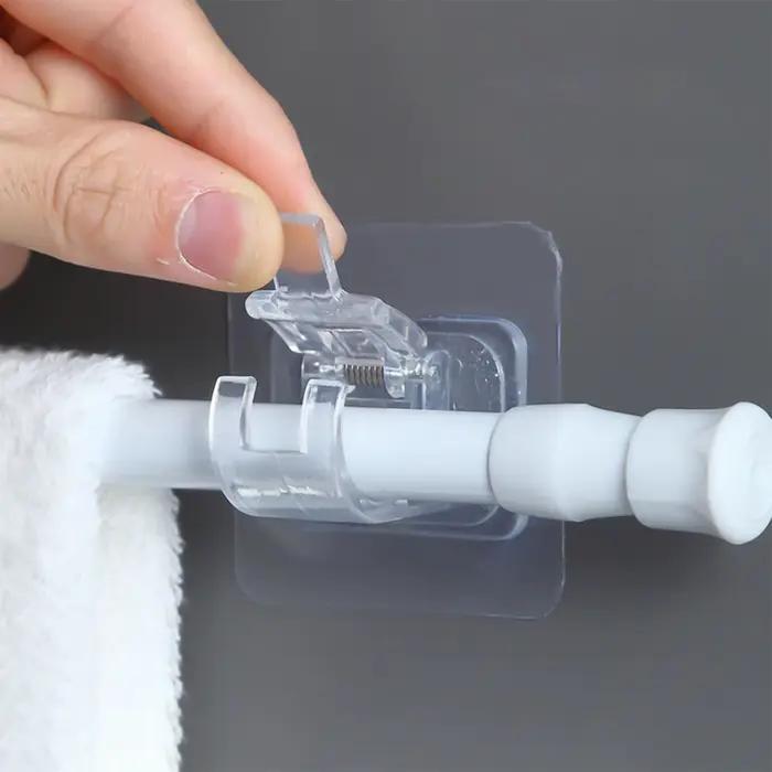 Tringle à rideau télescopique en métal sans perçage, crochets pour rideaux amovibles, tringles de fe