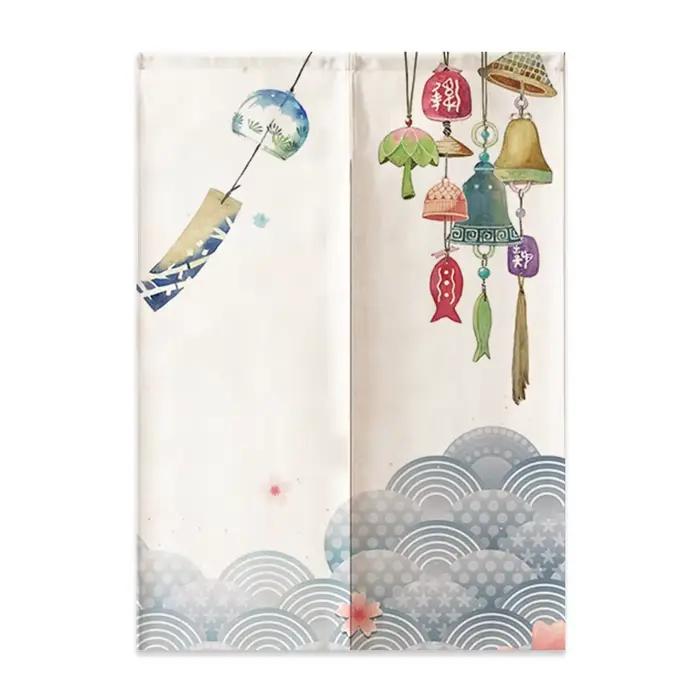 Rideau de porte en lin japonais, nordique, mont Fuji, vagues, cloison, chambre à coucher, cuisine, d