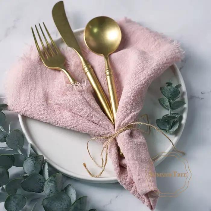 Serviettes en tissu de coton gaze, 12 pièces, 41x41cm, bavure rétro, serviette de cuisine rustique,