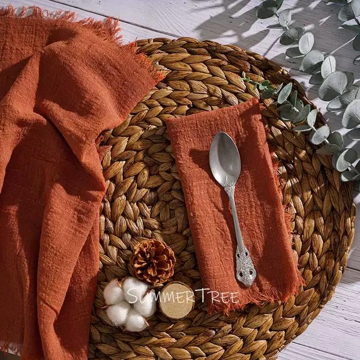 Grands serviettes en gaze de coton 41cm, serviettes à thé en mousseline, pour dîner, tissu rétro, dé