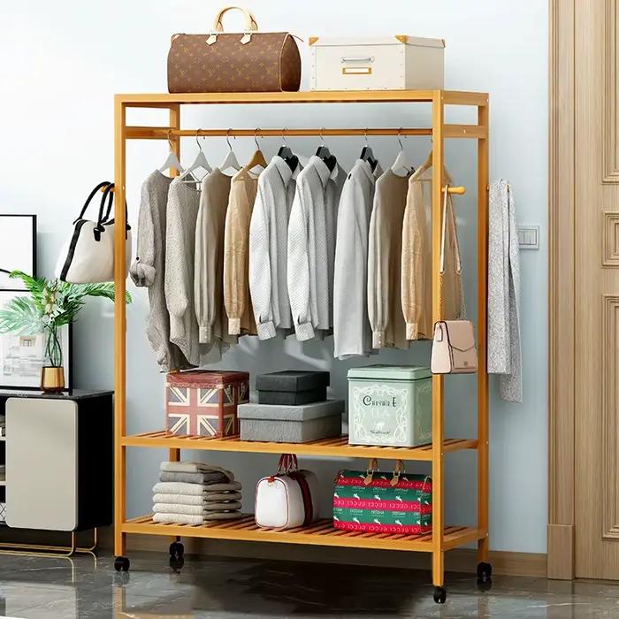 Porte-vêtements roulants porte-vêtements suspendus robustes avec des étagères de rangement pour vête