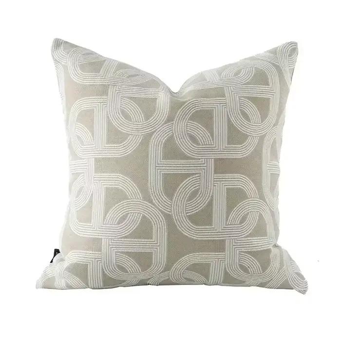 Housse de coussin de luxe légère à flocons d'avoine, taie d'oreiller géométrique en Jacquard, décora