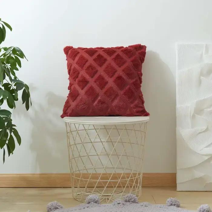 Juste de coussin en peluche diamant pour la décoration de la maison, taie d'oreiller monochrome, dou