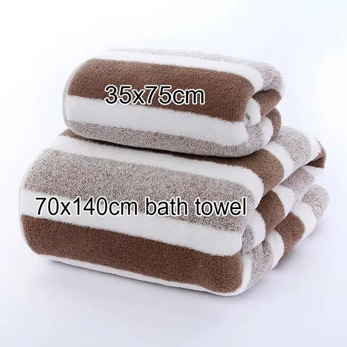 Serviette de bain rayée en microfibre, 35x75cm, pour salle de bain ou douce et absorbante, expérienc