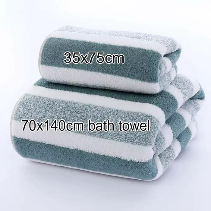 Serviette de bain rayée en microfibre, 35x75cm, pour salle de bain ou douce et absorbante, expérienc