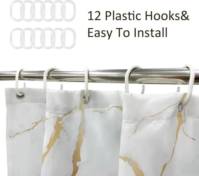 Rideau de douche imperméable en Polyester avec 12 crochets en plastique, rideau de bain en tissu imp