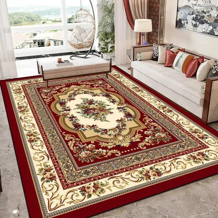 VIKAMA Tapis vintage européen de grande taille, antidérapant, doux, pour salon, chambre à coucher, d