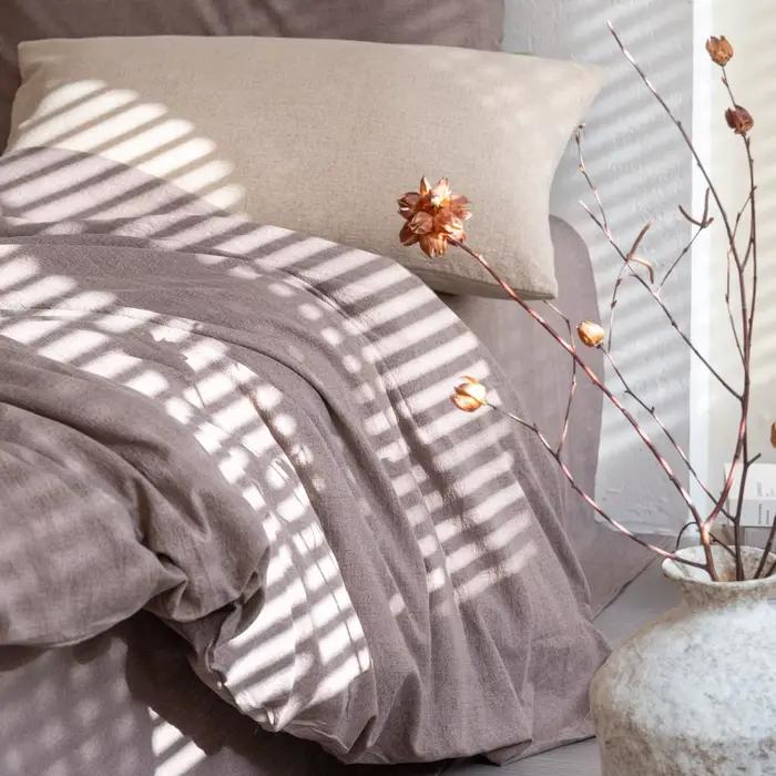 Parure de lit en lin lavé – Housse de couette, drap et taies d'oreiller en lin, résistante aux plis