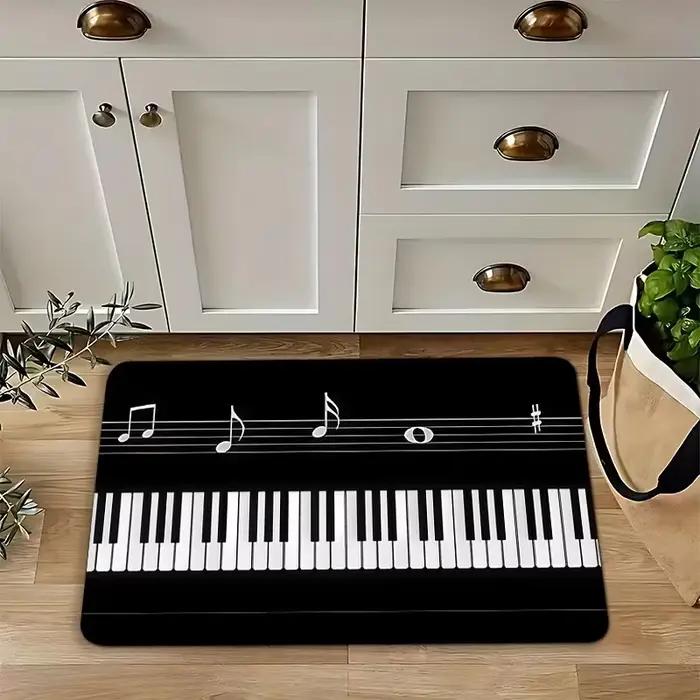 Tapis de cuisine sur le thème du piano noir et blanc pour les sols de la cuisine à la maison, tapis
