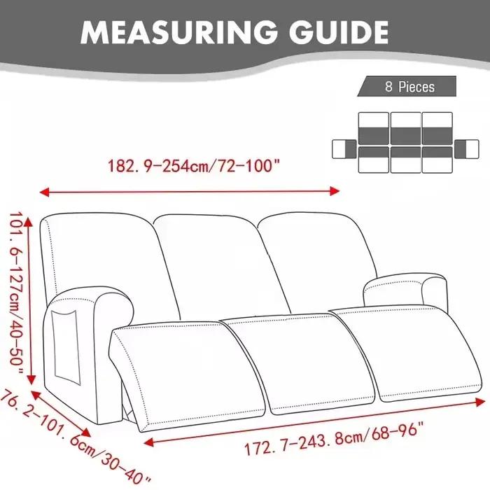 Housse de canapé inclinable 1/2/3 places, Jacquard, couleur unie, coussin extensible, couleur unie,