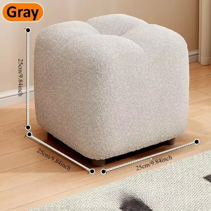 Petit pouf en laine d'agneau - Coussin d'assise moelleux pour canapé, salon et entrée, repose-pieds