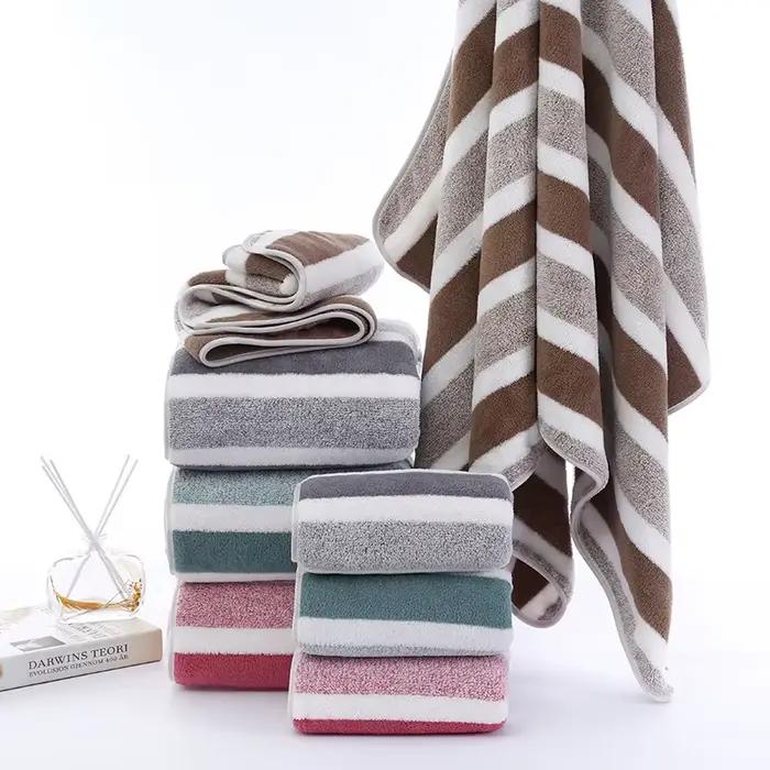 Serviette de bain rayée en microfibre, 35x75cm, pour salle de bain ou douce et absorbante, expérienc