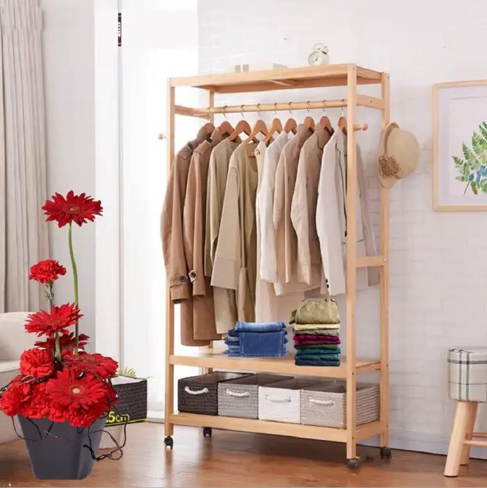 Porte-vêtements roulants porte-vêtements suspendus robustes avec des étagères de rangement pour vête