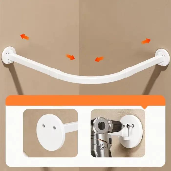 Kit complet rideau de douche courbé pour salle de bain, rideau et tringle imperméables, séparation s
