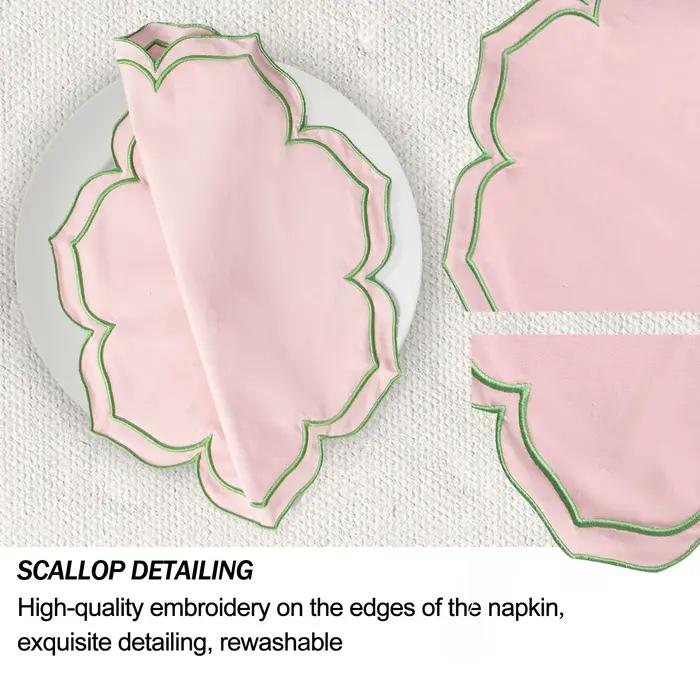 Serviettes à bord brodé en forme de Lotus, 4 pièces/ensemble, napperons épais en pur coton respirant