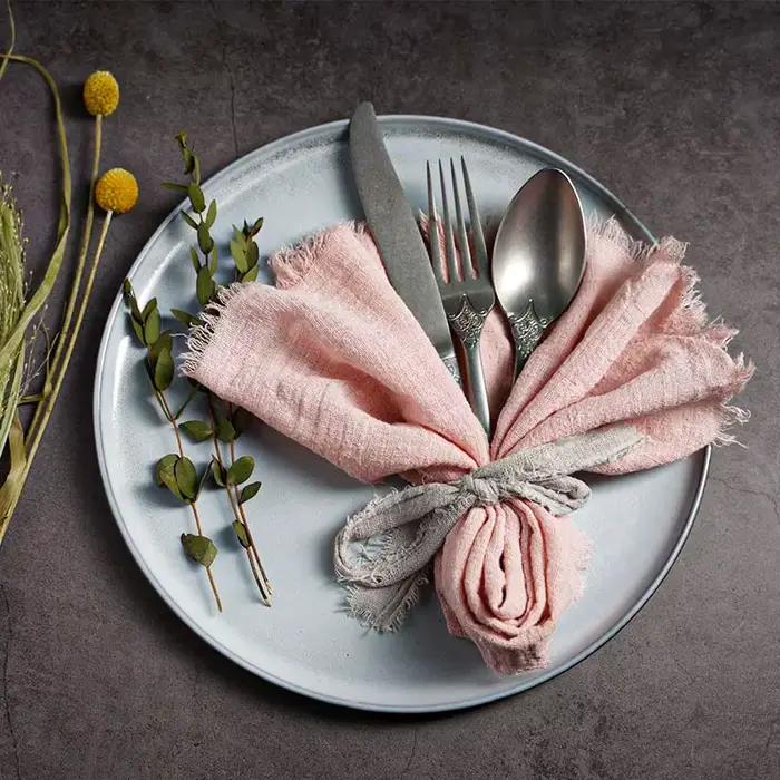 Grands serviettes en gaze de coton 41cm, serviettes à thé en mousseline, pour dîner, tissu rétro, dé