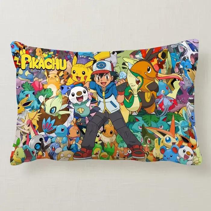 Juste de coussin en peluche Pokemon Pikachu, taie d'oreiller, décoration rectangulaire, housse de co