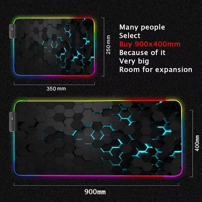 Tapis de souris d'art géométrique XXL RGB tapis de souris de jeu HD accessoires de joueur grand tapi