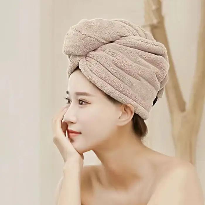Femmes cheveux longs serviette de cheveux à séchage rapide serviettes en microfibre douce bonnet de