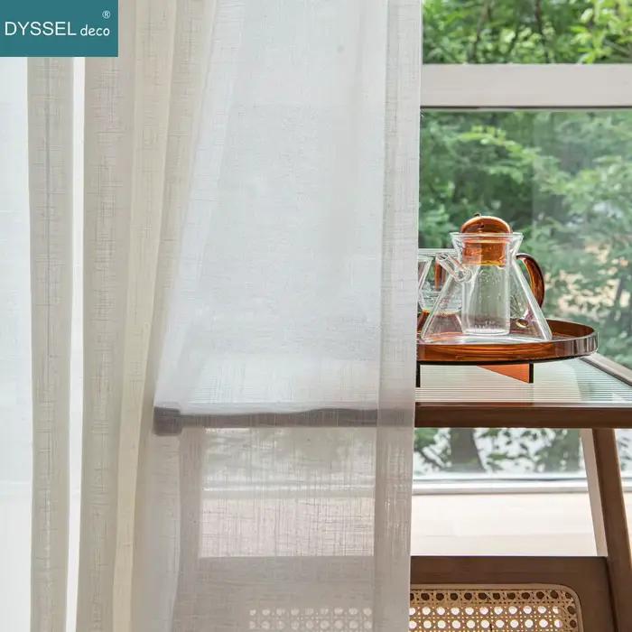 Rideaux de fenêtre en lin, décoration moderne, aspect solide, blanc transparent, Style européen, œil
