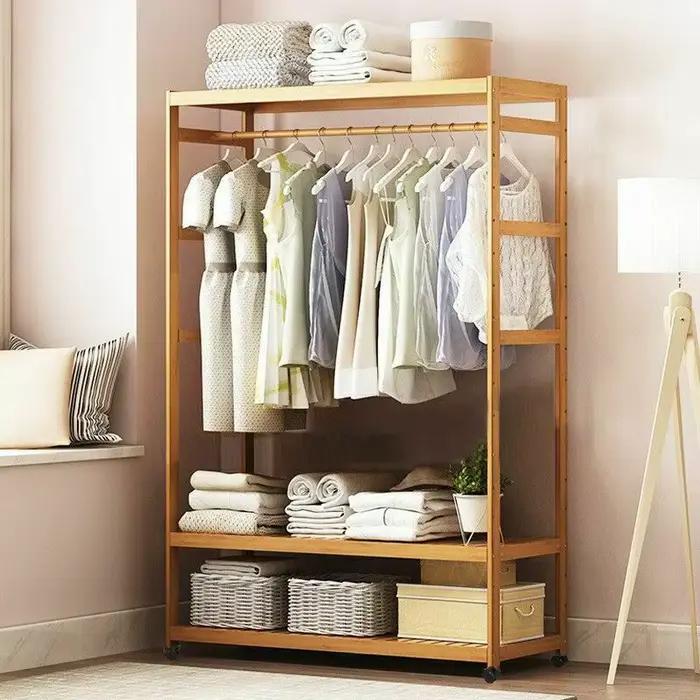 Porte-vêtements roulants porte-vêtements suspendus robustes avec des étagères de rangement pour vête