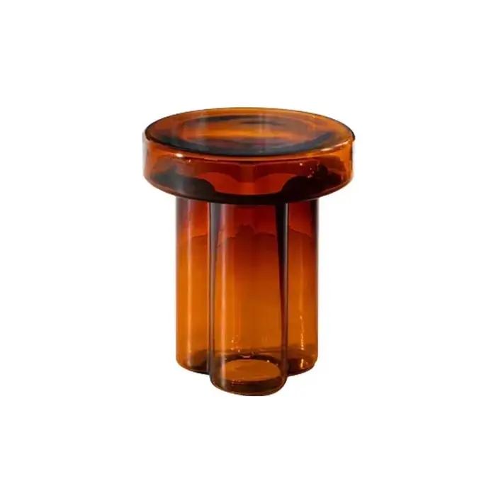 Table basse en verre transparent, table de chevet ronde moderne, table d'appoint pétale nordique, sa