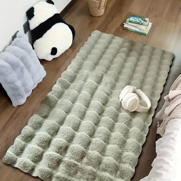 Tapis luxueux en fausse fourrure de lapin et daim - Tapis doux, lavable en machine pour la décoratio