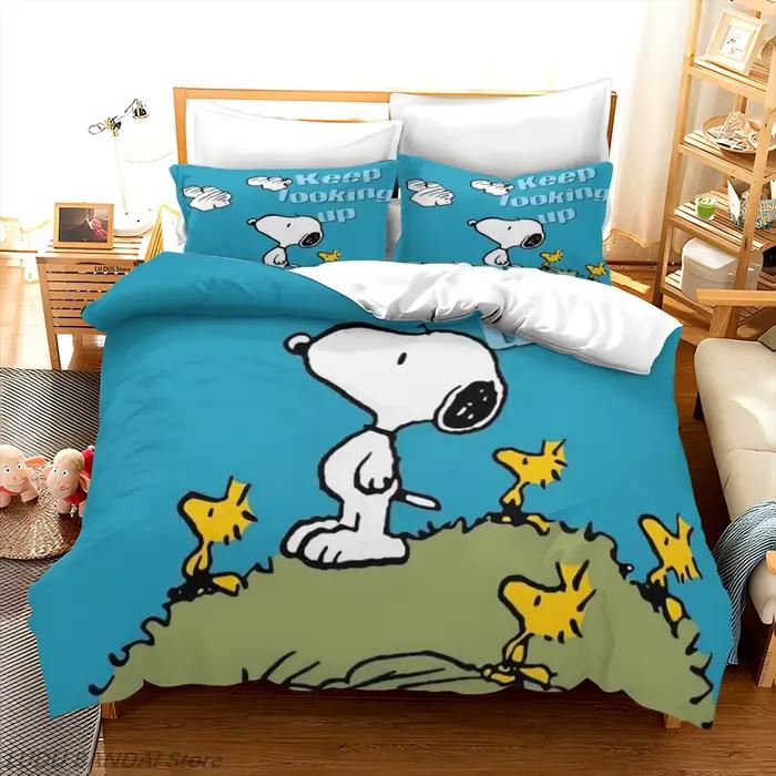 Parure de lit de luxe Snoopy, housse de couette imprimée avec un motif de dessin animé mignon, ensem