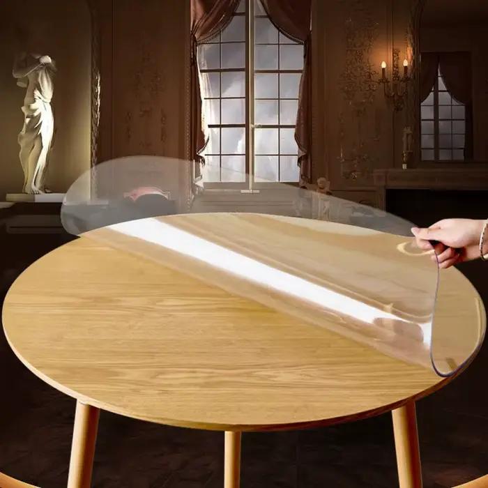 Tapis de Table rond Transparent en PVC, nappe imperméable, motif de cuisine, couverture de Table en verre doux, tapis de Table à manger