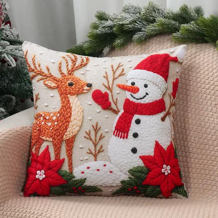 4 pièces joyeux noël housse de coussin décorations pour la maison 2025 ornement de noël taie d'oreiller cadeaux de noël Navidad cadeaux du nouvel an 2026
