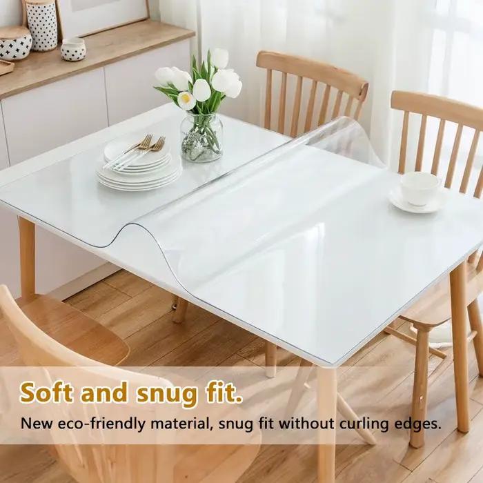 Tapis de table transparent en PVC – Verre souple imperméable et résistant à l'huile pour tables à manger et basses intérieure/extérieure