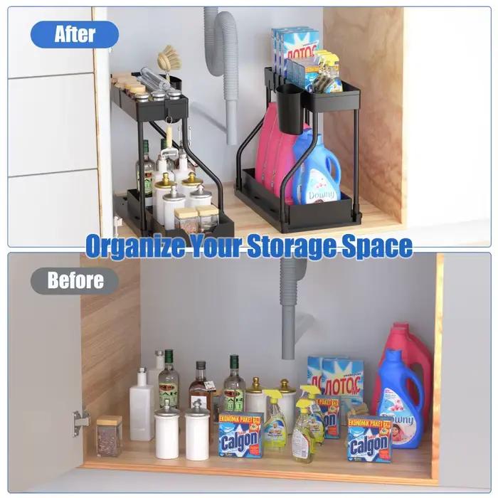 Organisateur sous évier de salle de bain, rangement multi-niveaux pour tiroirs de cuisine, étagère à épices et articles divers pour la maison