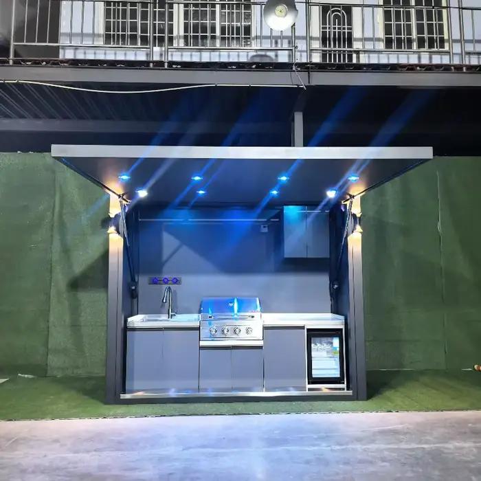 Cuisine extérieure modulaire pour barbecue, unité de cuisine extérieure professionnelle pour barbecue avec équipement de cuisson complet