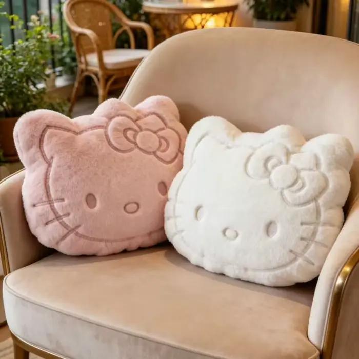 Coussin en peluche Hello Kitty, coussin moelleux et mignon pour canapé, chevet, siège de voiture, chambre d'étudiant et décoration intérieure, cadeau