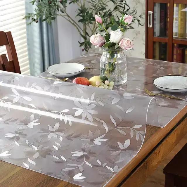 Tapis de Table en verre souple 2.0 MM, nappe transparente en PVC, couverture de Table rectangulaire imperméable, tapis de Table de cuisine résistant à l'huile
