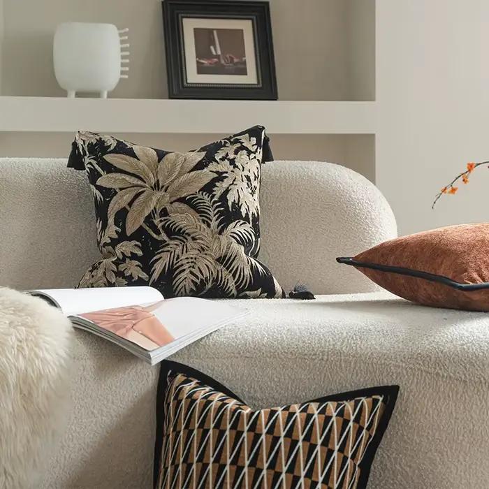 Housse de coussin jacquard léopard moderne rétro