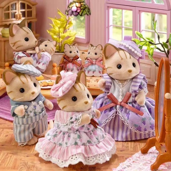 Sylvanian Families – figurines en costume de chat à trois rayures, jouet de collection, cadeau d'anniversaire pour collectionneurs adultes, en stock