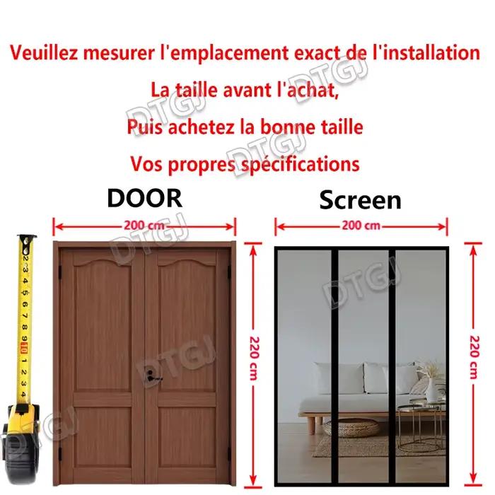 Rideau de porte magnétique anti-moustique en gaze robuste