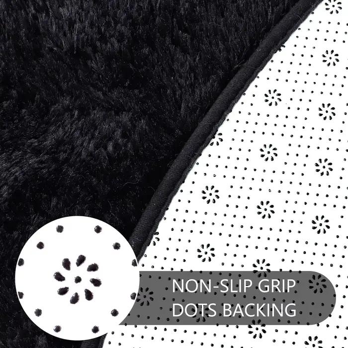 Tapis rond moelleux noir pour chambre à coucher