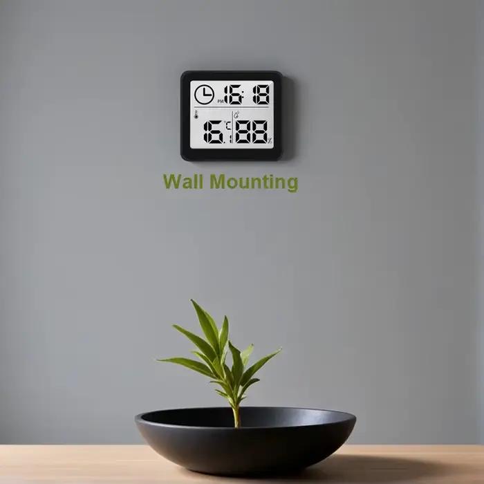 Horloge numérique avec affichage de la température et de l'humidité, horloge murale de bureau électronique pour la maison, la cuisine, le bureau, la salle de bain, les voyages, décoration de la maison