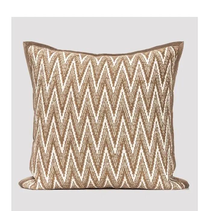 Housse de coussin de luxe à Texture Chevron Beige