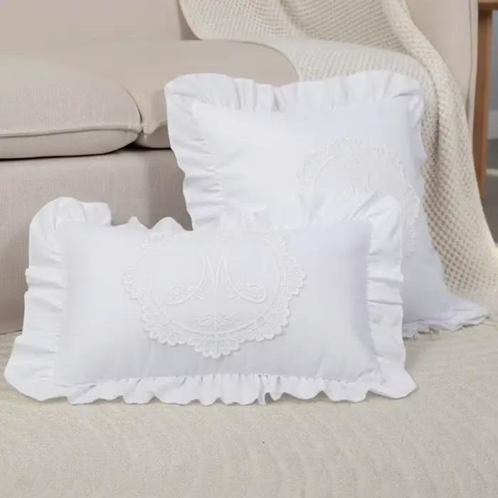 Housse de coussin en dentelle à volants style français