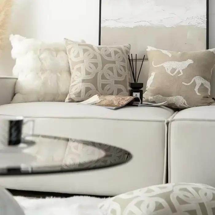 Housse de coussin de luxe légère à flocons d'avoine