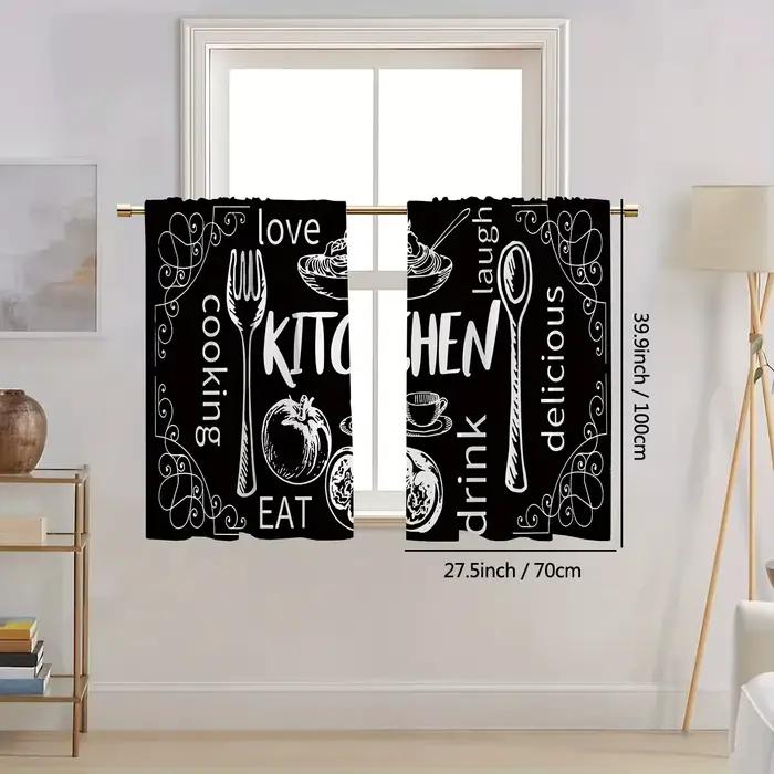 Rideaux courts occultants VIKAMA style ferme avec passe-tringe pour cuisine