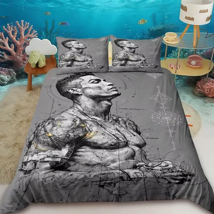 Housse de couette FashionFootball Star R-Ronaldo, ensemble de literie imprimé, housse de couette, couette, pour jeunes, filles, garçons, cadeau d'anniversaire