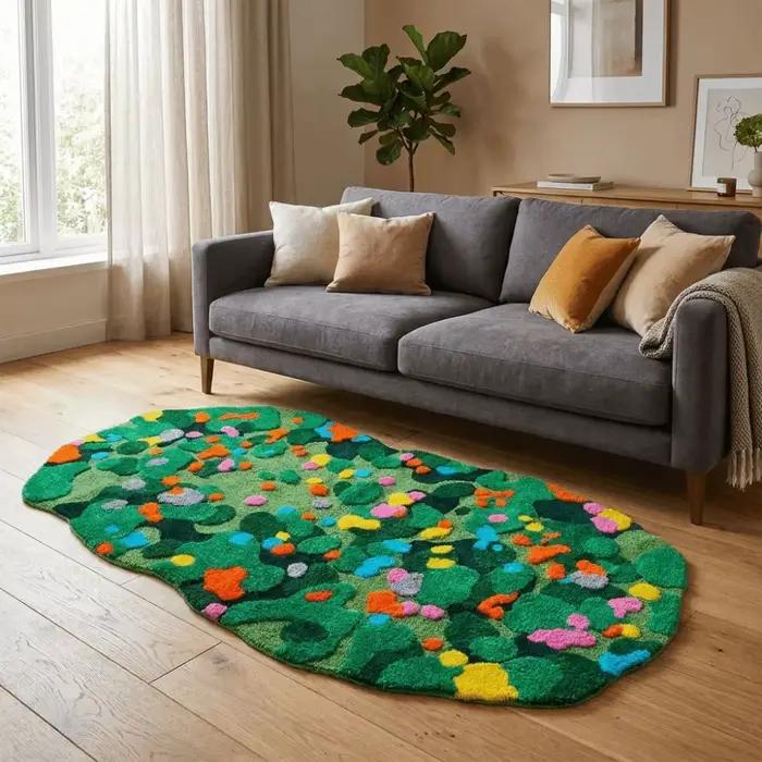 Tapis moderne irrégulier en imitation cachemire, antidérapant, à motif floral, pour chevet, absorbant, doux, pour salle de bain