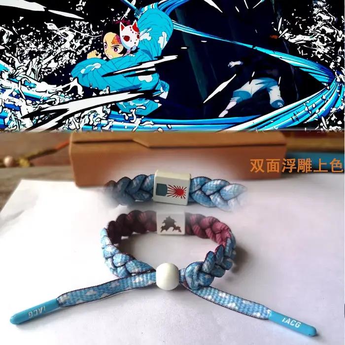 Bracelet de Cosplay Anime Kamado Tanjiro, Kamado Nezuko, tricoté à la main, accessoires de Couple, cadeau de noël