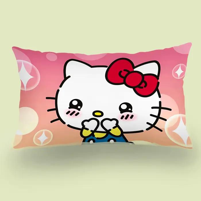 Dessin animé mignon Hello Kitty taies d'oreiller dessin animé canapé décoratif maison Double face impression courte en peluche mignon housse de coussin