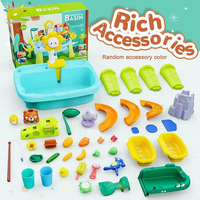 Ensemble de jeu de cuisine électrique pour enfants, évier, parc aquatique avec toboggan de pêche, jeux de rôle familiaux, jouets d'apprentissage précoce pour bébés